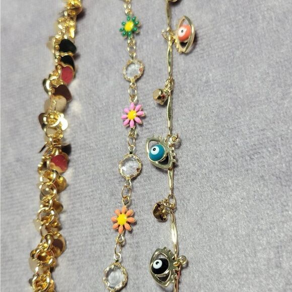 Austrian Crystal Charm Anklet set of 3 - Picture 5 of 16